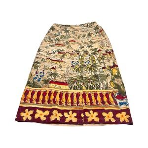 Hearts of Palm Womens 16 Linen Blend Tropical Desert Landscape Wrap Maxi Skirt